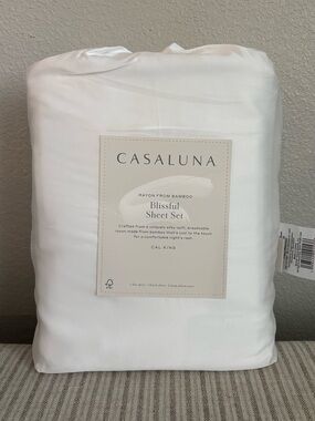 NWT California King 400 Thread Count Rayon from Bamboo Sheet Set White Casaluna